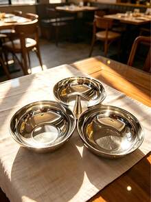 1Pc Stainless Steel Multifunctional Serving Tray, Minimalist High-End Shell & Round Design, Ideal For Restaurants, Parties & Daily Home Use - Silver - View 10