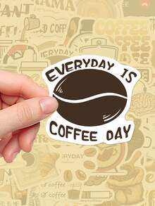 50pcs Healing Coffee Stickers: Fun And Whimsical Designs, Perfect For Laptops, Helmets, And Desk Decorations. These Eye-Catching, Versatile Stickers Create A Strong, Atmospheric Vibe And Are Timelessly Stylish. Ideal As Party Favours, Rewards, - Multicolor - View 4