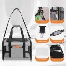 Soft-Sided Cat & Dog Carrier For Pets Up To 15 Lbs, Airline Approved Collapsible Travel Puppy Carrier With Lightweight Fabric De - Grey - View 8