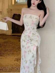 Women Long Dresses - Apricot - View 1