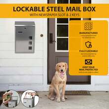 Crystals Wall Mounted Lockable Letter Post Box Stainless Steel Mailbox With Newspaper Holder - Mailbox - View 5