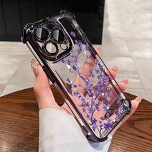 1 pieza Moda Teléfono Caso No incluye cordón ni soporte. TPU Floral Patrón Galvanizado TPU Mate Rosa Nuevo Teléfono Caso Moda Teléfono Casos Compatible Con 17 Profesional/17 Aire/17/17 Pro 1 - Morado oscuro - Ver 1