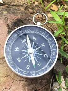 1pc Aluminum Alloy Gold Silver G44 Keychain Pendant Portable Compass Metal Gift Mini Pocket Compass - Silver - View 6