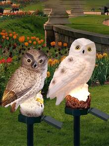 1pc Solar Powered Garden Light Outdoor, Owl Solar Garden Stake Light, Waterproof Warm White LED Light, Suitable For Garden, Yard, Lawn, Pathway Decoration (Owl) - Multicolor - View 1