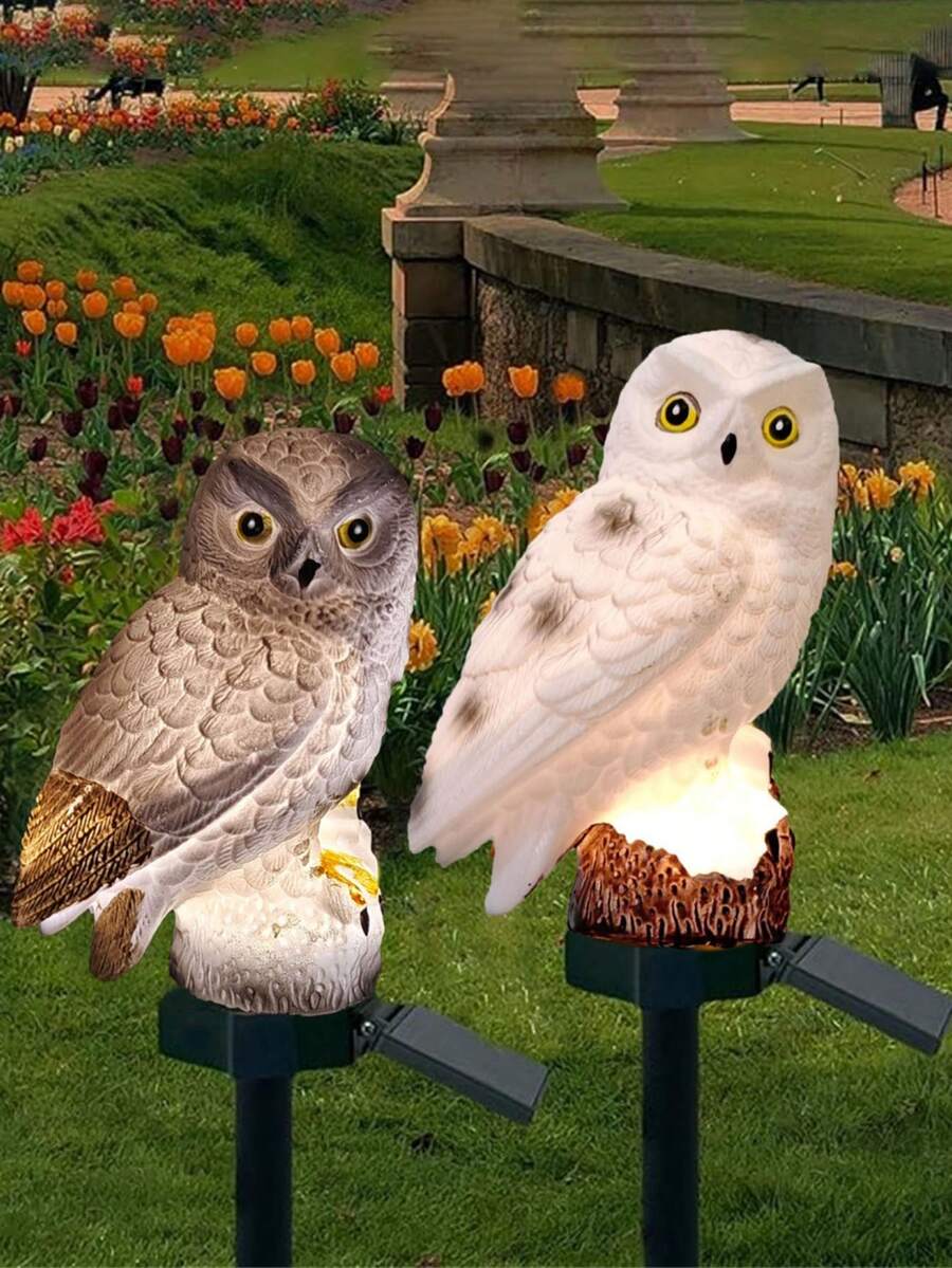 1pc Solar Powered Garden Light Outdoor, Owl Solar Garden Stake Light, Waterproof Warm White LED Light, Suitable For Garden, Yard, Lawn, Pathway Decoration (Owl) - Multicolor - View 1