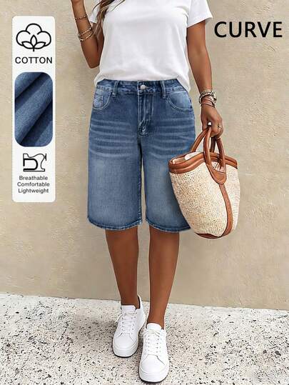 Vintage Lässig Damen Bermuda Shorts in Große Größen