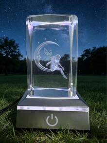 1pc 3D Engraved Moon Fairy Night Light Decor, Automatic Color Changing, Atmospheric, Suitable For Birthday, Valentine's Day Gift, Indoor Decoration, Commemorative Ornament - Automatic Color Change - View 2