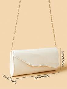 This Luxurious And Fashionable Solid Color Mirror PU Leather Clutch Bag Is Lightweight And Portable, Suitable For Teenage Girls, Women, College Students, New Professionals And White-Collar Workers, Perfect For Office, Campus, Work, Business, Commuting, Outdoor Activities, Travel, Outings, Parties, Weddings, Balls, Dinner Parties And Other Occasions. - White - View 8