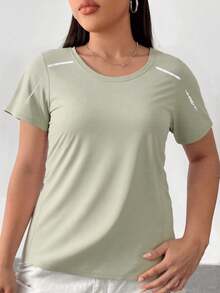 Women's Quick-Drying T-Shirt, Ice Silk Round Neck Short Sleeve Shirt, Stretch Sweat-Absorbing Quick-Drying T-Shirt Sports - Green - View 3