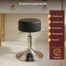 Devoko Height-Adjustable Swivel Stool, Black PU Leather Vanity Stool With Footrest, 360° Bar Stool For Salon, Dining Room And Living Room - Black - View 8