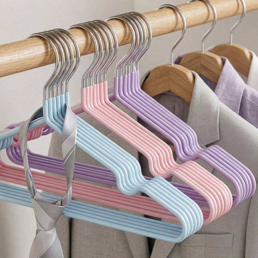 Set Of 10 Non-Slip Clothes Hanger Hooks, Assorted Colors - Multicolor - View 1
