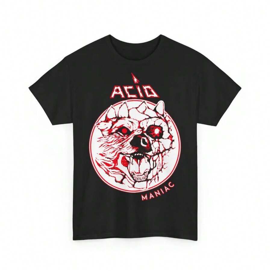 Camiseta de diseño vintage de la banda ACID MANIAC - Negro - Ver 1