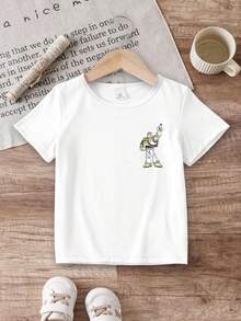 Disney Toy Story Baby T-Shirt, Buzz Lightyear Woody Potato Head Print, Unisex 6-36 Months, Casual Short Sleeve Tee For Toddlers, Express Delivery - 白色 - 查看 2