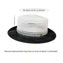 1pc M-Logo Women's Handmade Straw Hat, Outdoor Vacation Beach Sun Protection Bucket Hat - M-shaped Straw Hat - View 3
