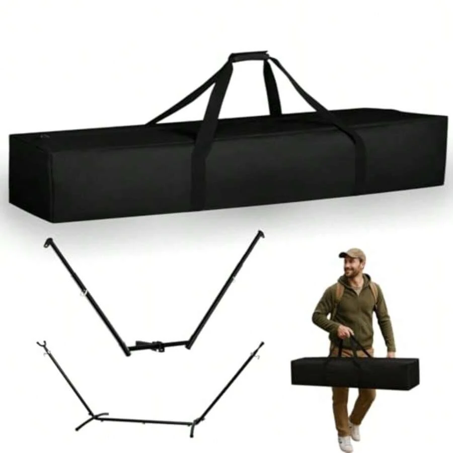 Heavy-Duty Hammock Storage Bag - Black, 41.3''L X 10''W, Oxford Fabric, Zipper Closure, Carrying Bag For Hammock, Stand, Camping Gear And More - As Pic - View 1
