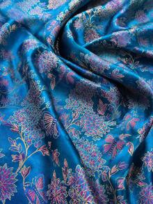 HHMC 1pc High-Quality Jacquard Fabric, Blue Color With Exquisite Floral Pattern And Satin Finish, Suitable For Sewing, Home Decor, Party Decoration, And DIY Crafts - Jacquard Fabric - View 5