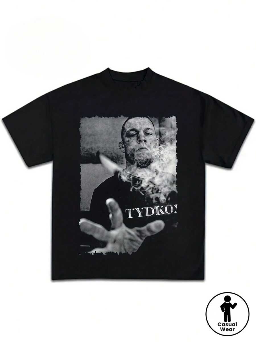 Boxe Maschile con Motivi T Camicia - Questo maglione a collo rotondo T La camicia ha una stampa sul petto.,Lo stile di design è casual e urbano con elementi di graffiti.,Molto adatto per attività all'aperto sulla spiaggia.. - nero - Visualizzare 1