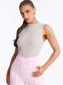 Lady's Dotted Sleeveless Casual Vest-Style Y2K Top, Sexy And Fashionable, Suitable For Summer Streetwear, Parties And Casual Wear - Apricot - View 4