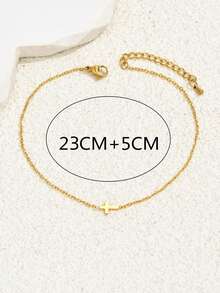 LIEBEIRIS Cross Decor Anklet - Yellow Gold - View 4