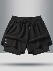 2-Pack Teen Summer Sweat-Absorbent Breathable Lightweight Outdoor Sports Shorts With Drawstring And Lining - Black - View 2