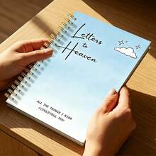 DANPERJI 1PC A5 Back To School Sky Cloud Letters Ascending Mourning Diary - Spiral Notebook, Lined Pages, Sympathy Gift For A Loved One's Passing, Memorial Notebook School Supplies - Sky - View 5