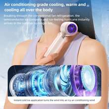 1PC Handheld Fan Ice Cooler USB Rechargeable Digital Display Long Battery Life High Speed For Indoor Outdoor Portable Lightweight ABS Material For Indoor Outdoor Travel Office - 多色 - 查看 5