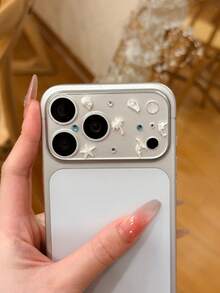 Silver-White Metallic Ocean Resort Series Lens Film, Compatible With Apple 17 Pro Max/17 Pro Lens Film, Scratch-Resistant And Drop-Resistant Tempered Glass, Premium Decorative Lens Protective Sticker, Easy To Apply - Silver-white Metallic Seashell - View 2