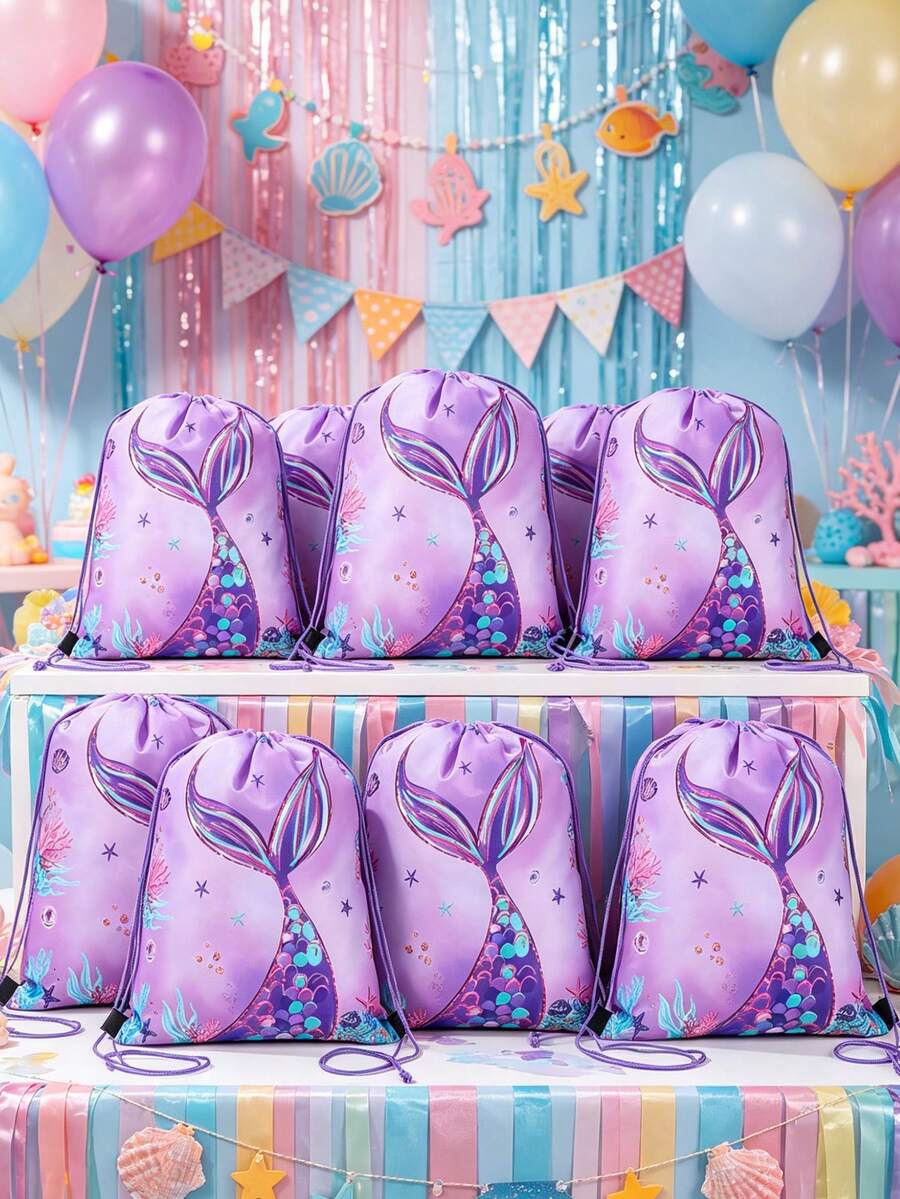 6 Stücke Meerjungfrau Zugbeutel, Rucksäcke, Taschen, Geschenktüten, Outdoor Rucksäcke, Meerjungfrau Party Geschenke, 1. Geburtstags Party Zubehör, Baby Shower Dekorationen, Baby Shower Geschenke, Ozean Themen Party Zubehör, Gender Reveal Party Zubehör, Reisen, Fitness, Bridal-Shower Geschenke, Geburtstaggeschenke