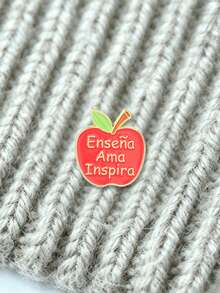Épingle de revers en émail "Enseña Ama Inspira" Apple, broche d'appréciation des enseignants - Rouge - Voir 5