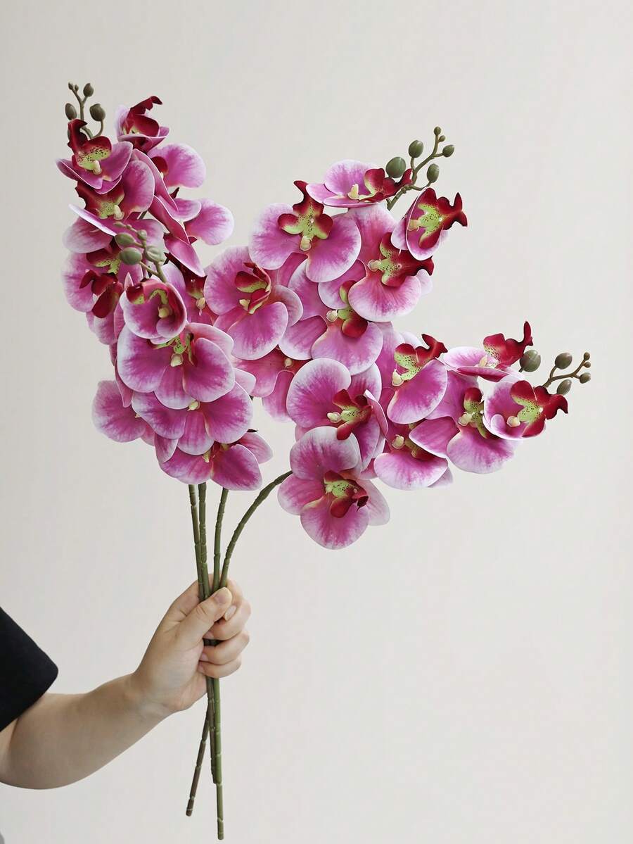 1pc 60cm Long Faux Phalaenopsis Orchid Flower, Lifelike Butterfly Orchid For Home, Living Room, Dining Table, Party Decor - Red Violet - View 1