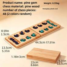木制便携式曼卡拉棋盘游戏套装，成人国际桌上游戏，棋盘游戏，石头游戏，曼卡拉 - 彩色 - 查看 3