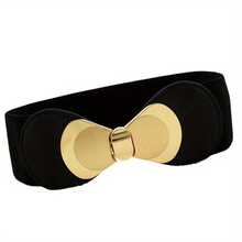 Cinturón elástico ancho con hebilla Vintage, cinturilla negra, cinturones decorativos de Color sólido, faja de vestir para mujer 0BU0 - EL70 - Ver 12