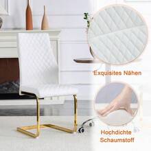 Table And Chair Set. Round 60cm Table In Walnut-Effect MDF, Gold Support Base, Matching 2 Black Dining Chairs With Diamond Pattern And Gold Metal Frame. - Platinum - View 7