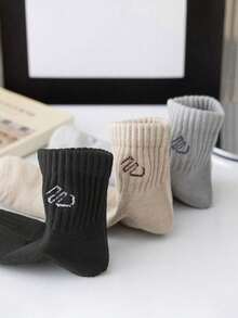1/5 Pairs (Random Delivery) Men's Spring/Summer Multi-Color Letter Mesh Breathable Rib Casual Sports Ankle Socks, Suitable For Students And Daily Commute - Multicolor - View 4