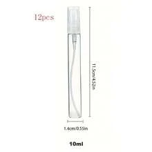 12/50 piezas de botellas de vidrio portátiles para rellenar perfume, para damas, con boquilla de spray y bomba de perfume, botella de perfume de tamaño de viaje - transparente - Ver 6
