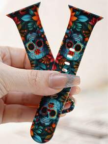 1件女性哥德式骷髏蛇紋矽膠錶帶，兼容 38/41/40/44/42/45/49mm (S10 42mm/46mm)，柔軟運動替換腕帶，兼容 Ultra/SE/Series10/9/8/7/6/5/4/3/2/1，時尚個性化配件 - 彩色 - 查看 6