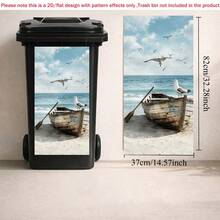 1pc 2D Flat Self-Adhesive Trash Can Sticker Chill Capybara Trash Can Sticker, Funny Vacation Animal Decal, Waterproof Outdoor Garbage Bin Decor, Cute Yard DIY Decoration, PVC Material, Easy To Peel And Stick, Flat Art Sticker, Kitchen Storage - A - View 8