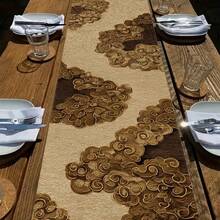 1pc/7pcs Set Asian Style Traditional Auspicious Cloud Pattern Table Runner, Suitable For Living Room, Kitchen, Dining Room, Cafe, Decoration For Festivals, Parties, Birthdays, Celebrations - Multicolor - View 8