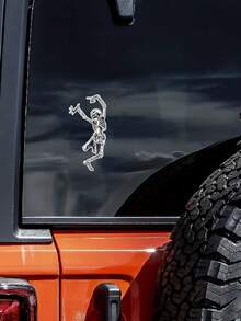 Dancing Skeleton Car Sticker, Funny Halloween Black Sticker, Waterproof Removable, Suitable For Car Gas Tank, Car Door, Motorcycle, Truck, Laptop, Party Supplies Decoration - A - View 2