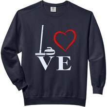 Winter Sports Heart Broom Stone Adult Sweatshirt - Adult Unisex Navy - View 2