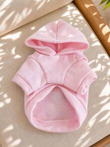 PETCIRCLE 1件寵物衣服，狗/貓戶外/室內服飾，舒適運動衫系列適用於小型犬 & 幼犬，春季/秋季，印花圖案 + 素色運動衫 - 粉紅色 - 粉色 - 查看 5