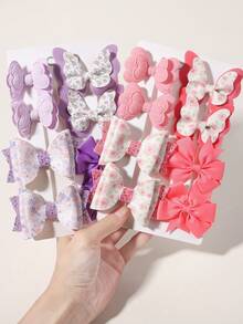 8pcs Floral Fabric + Ribbed Patchwork Non-Damaging Hair Clips, Korean Sweet Style, Suitable For Students' Daily Wear / Performance Styling - Mixed color - View 8