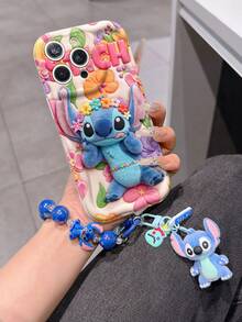 Disney Has Authorized, Phone Case - Chain Set, The Stitch Lilo & Stitch 3D Phone Case Plus A Silicone 3D Stitch Bracelet With Metallic Ring Removable Bracelet, Stitch And Angel Pattern, Compatible With Iphone17/16/15/14/13/12/11/XS/XR/X Plus Pro Max, A Stylish Cartoon Phone Case, The Perfect Gift Choice, Phone Protection, Durable Phone Cover, Great Gift For Friends And Family. - trắng - Xem 1