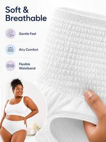 5/20 Peças Calcinhas Noturnas para Menstruação Feminina, Cintura Alta 360° à Prova de Vazamentos, Calcinhas Descartáveis Macias e Respiráveis com Cobertura Completa - calças menstruais - Visão 2