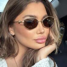 1 Pair Women's Geometric Frame Metal Fashion Design Glasses, Casual, Elegant, Suitable For Party, Beach, Daily Wear, Holiday Gift - Multicolor - View 2