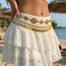 2pcs/Set Vintage Coin Tassel Waist Chain Set, Round Coin Waist Decor, Bohemian Style Versatile Waist Belt, Perfect Gift For Women, Suitable For Holiday, Party, Daily Wear - Gold - View 1
