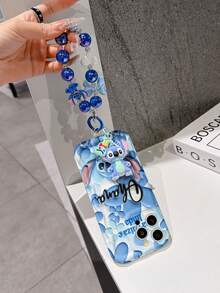 Disney Has Authorized, Phone Case - Chain Set, The Stitch Lilo & Stitch 3D Phone Case Plus A Silicone 3D Stitch Bracelet With Metallic Ring Removable Bracelet, Stitch And Angel Pattern, Compatible With Iphone17/16/15/14/13/12/11/XS/XR/X Plus Pro Max, A Stylish Cartoon Phone Case, The Perfect Gift Choice, Phone Protection, Durable Phone Cover, Great Gift For Friends And Family. - trắng - Xem 3