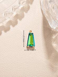 5pcs Copper Edged Colorful Trapezoid Crystal Geometric Pendants, Suitable For DIY Necklace, Bracelet, Earring, Keychain Jewelry Making - Multicolor - View 4