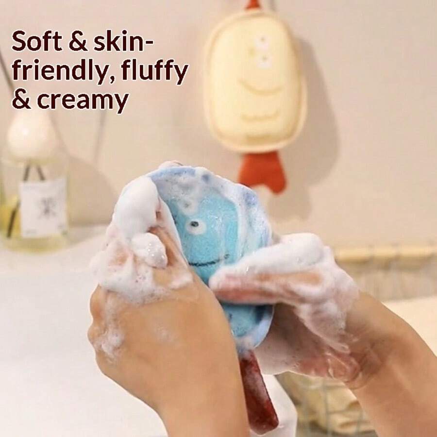 Cartoon Popsicle Bath Sponge Scrubber, Foaming Bath Sponge With Cute Smiling Face - Multicolor - View 1