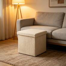 Foldable Cotton And Linen Storage Stool, Large-Capacity Storage Box, Sofa Stool, Shoe-Changing Stool, Storage Bench And Footstool, Living Room Footstool, Bedroom End-Of-Bed Bench. Space-Saving And No Assembly Required, Available In Multiple Colors - Multicolor - View 6